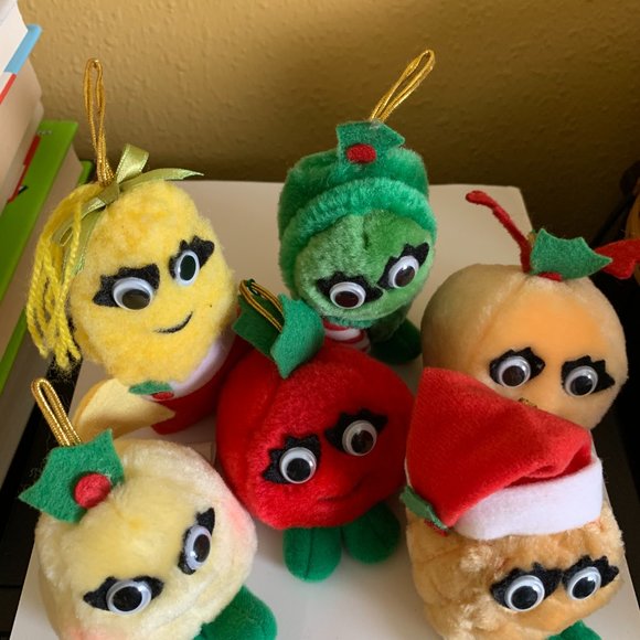 DEL MONTE YUMKINS Christmas Ornaments1991 6 FRUITS & VEGGIES Anthropomorphic - Picture 6 of 6